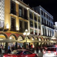 El Centro Puebla Mexico At Night